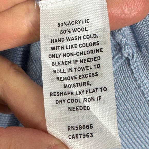 NEW Nordstrom Cross Back Wool Sweater Light Blue Fog Size Medium Open Back Top M - Picture 5 of 8